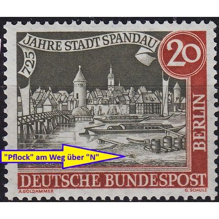 GERMANY BERLIN [1957] MiNr 0159 I ( **/mnh ) [01] Plattenfehler