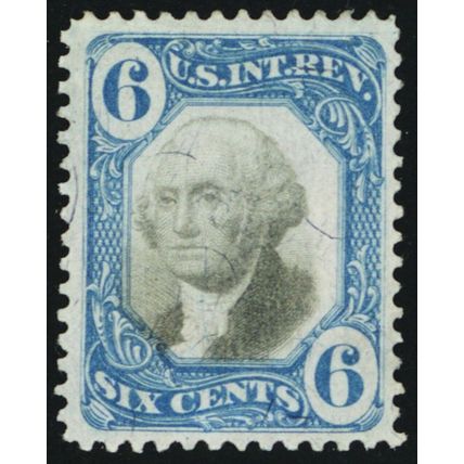 R108, Used 6¢ VF Nice Sound Revenue Stamp SCV $300.00 - Stuart Katz