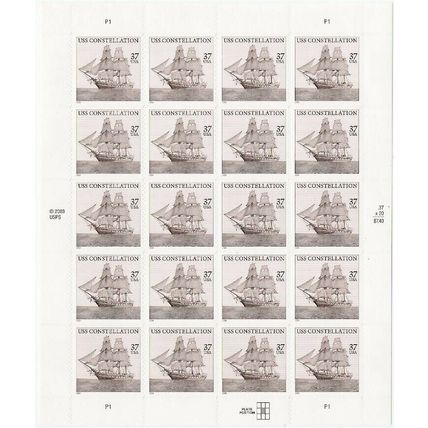 USS Constellation Sheet of Twenty 37 Cent Postage Stamps Scott 3869
