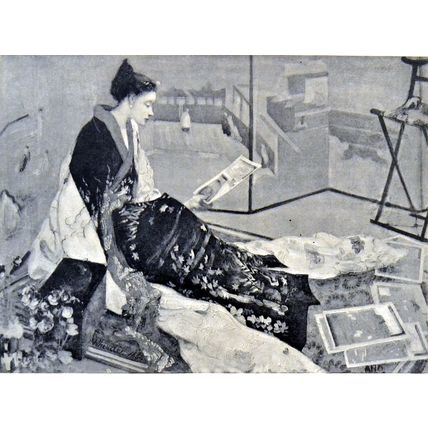 GOLD SCREEN 1893 James Abbott McNeill Whistler VICTORIAN TINTED PRINT