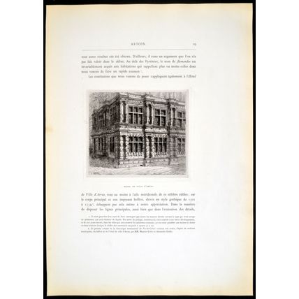 HOTEL DE VILLE D’ARRAS 1879 Jean Eugène Sadoux ETCHING