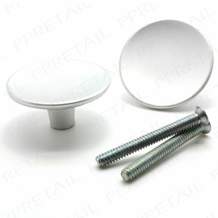 2 x SILVER FLAT TOP DISHED KNOBS Kitchen/Cupboard/Drawer/Round/Disc/Pull Handle