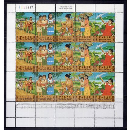 Palau 117-121 MNH Christmas Music Food Flowers ZAYIX 0624L0003