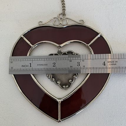 4" Stained Glass Heart with Floating Center GRANDMA Sun Catcher Vintage Hanging