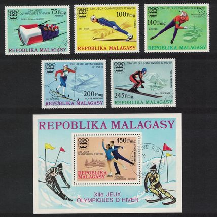 Malagasy Rep. Winter Olympic Games Innsbruck 5v+MS 1975 CTO SG#330-MS335
