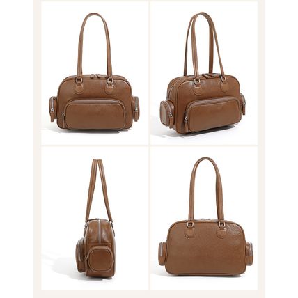 Genuine Leather Women Tote Bag Top-handle Shoulder Bag Brown