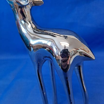 SILVER Metal REINDEER CANDLE Stick HOLDER Christmas Votive Tealight Deer Holiday