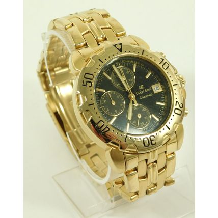 Working Oskar Emil Caesium Quartz 23ct GP Chronograph Wristwatch Ltd Edition