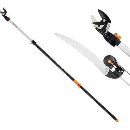 Fiskars 2-In-1 Extendable Tree Pruner and Pole Saw (Extends 7.9 - 12 Feet) with