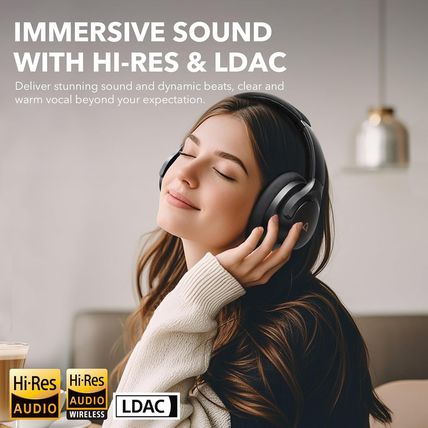 1Mii Y8 Noise Cancelling Headphones, Wireless LDAC Hi-Res Audio, 75H Battery Lif