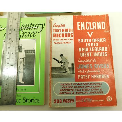 5x Vintage Cricket Books Sidney Barnes - Test Match Records - WG Grace &c