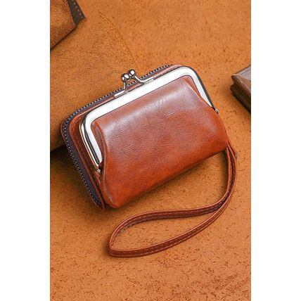 Chestnut Minimalist Wristlet PU Leather Coin Purse