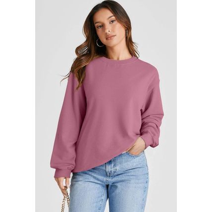 Valerian Plain Drop Shoulder Crewneck Pullover Sweatshirt