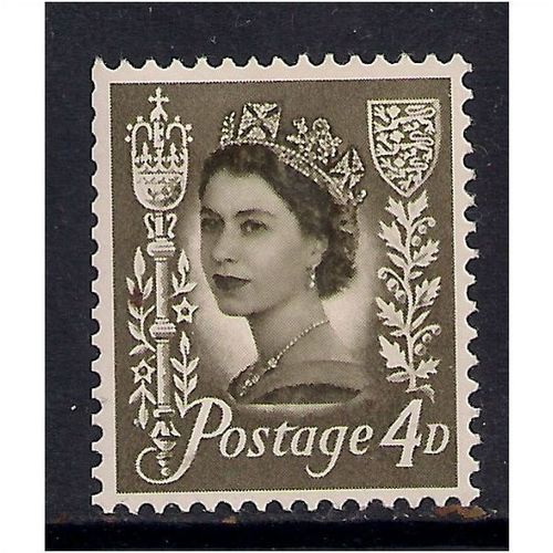 JerseyGB 1968 QE2 4d Olive sepia MM definitive stamp SG 12.( D554 )