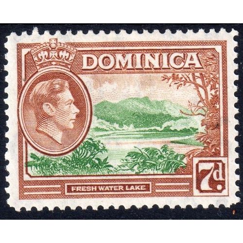 DOMINICA Sg105a 7d Green & Yellow-Brown MOUNTED MINT(G76)