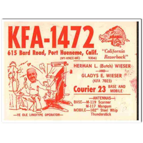 kfa-1472 herman wieser port hueneme cal 1960s cb qsl vintage postcard4