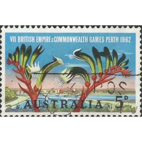 AUSTRALIA, FLOWER, Commonwealth Games, Kangaroo Paw, blue 1962, 5d, #2