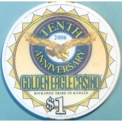 Golden Eagle. $1 Casino Chip. Horton, KS. W88.
