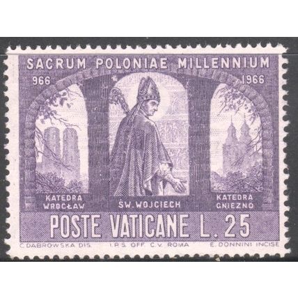 Vatican City 1966 - L25 - bluish - Poland's Christian Millennium - unused