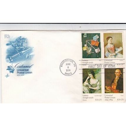 United States 1974 Postal Union Set of 2 FDC Washington cancel Unaddressed VGC