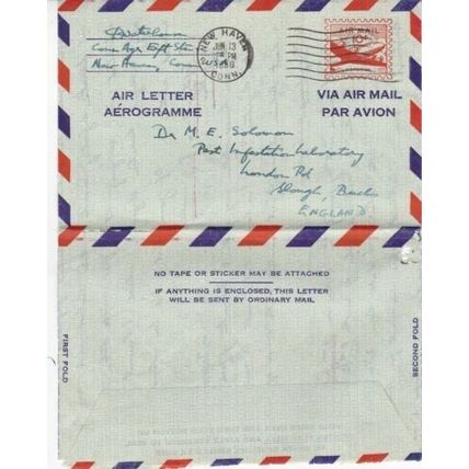 United States 1956 10c Aerogramme New Haven Connecticut-Slough UK written VGC