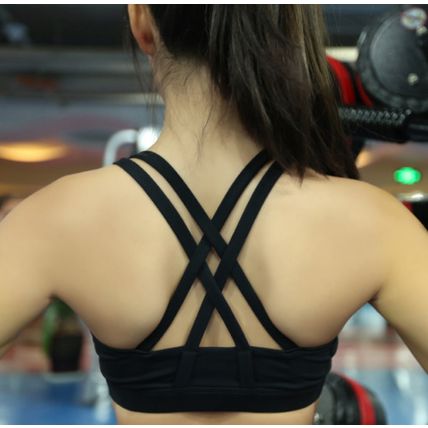 Sports Bra for Women, Criss-Cross Back Padded Strappy Sports Bras Gym