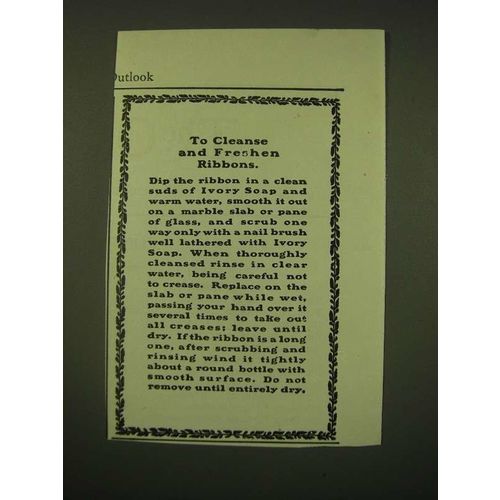 1902 Ivory Soap Ad - To cleanse and freshen ribbons