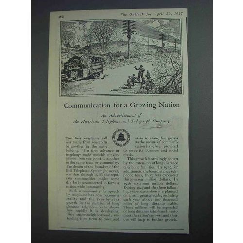 1927 Bell Telephone Ad - For a Growing Nation