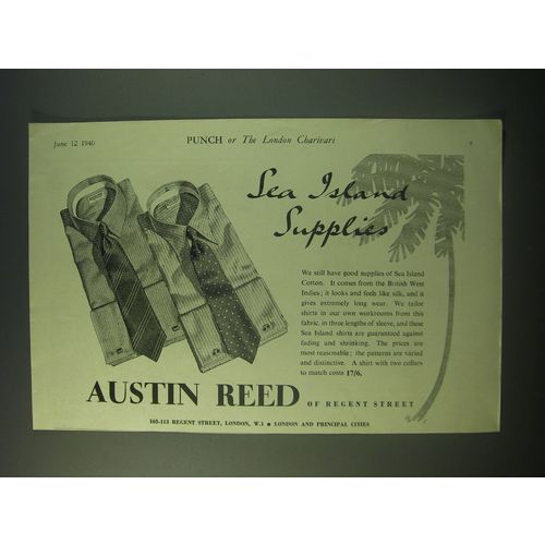 1940 Austin Reed Sea Island shirts Ad - Sea Island Supplies