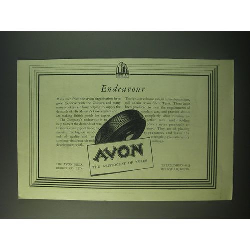 1940 Avon Silent Tyres Ad - Endeavour