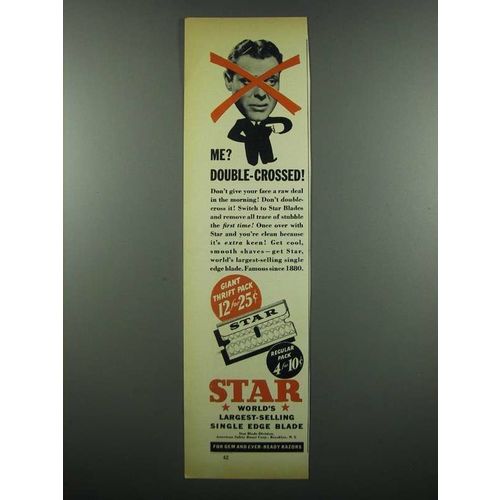 1939 Star Blades Ad - Me? Double-Crossed!