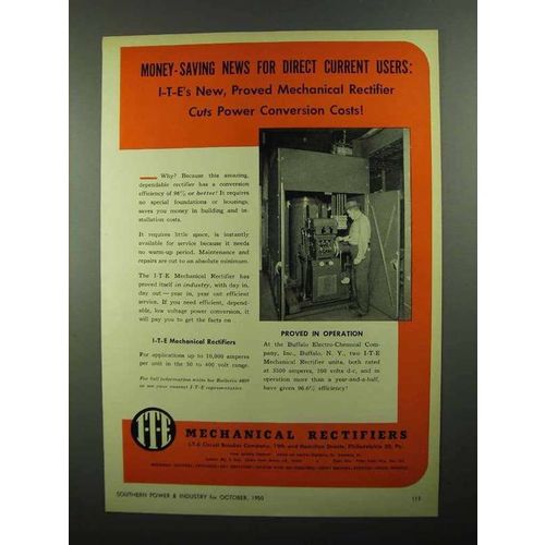 1950 I-T-E Mechanical Rectifiers Ad - Money-Saving News