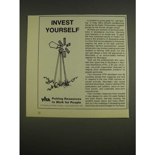 1985 VITA Volunteers in Technical Assistance Ad - Invest Yourself