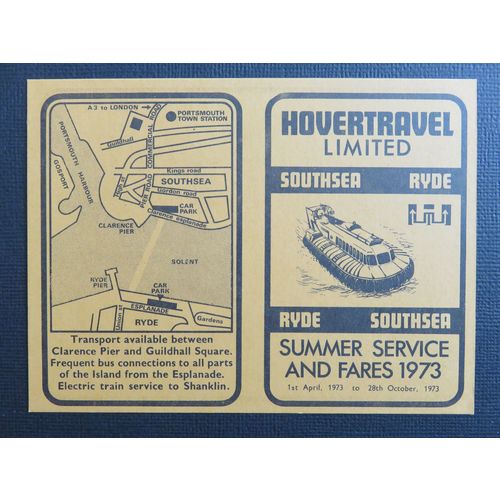 Hovertravel Hovercraft Southsea-Ryde 1973 Timetable & Fares