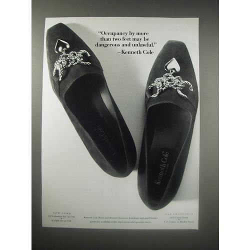 1990 Kenneth Cole Shoes Ad - Occupancy by more than two feet may be dangerous