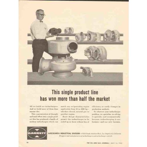 GARRETT 1962 Airesearch Industrial single product line vintage ad