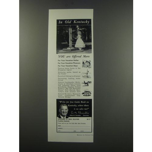 1957 Kentucky Department of Public Relations Advertisement - Albert B. Chandler
