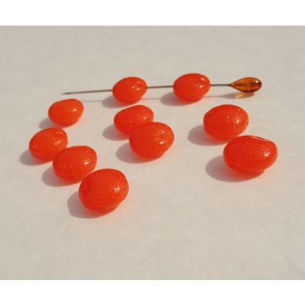 10 Opaque Orange Glass Beads Oranges 13mm Double Sided Dimples bd067