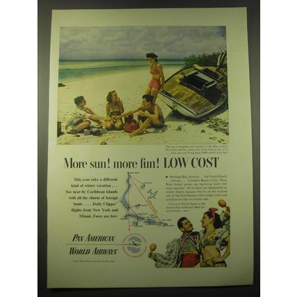 1948 Pan American World Airways Ad - More sun! more fun! Low cost
