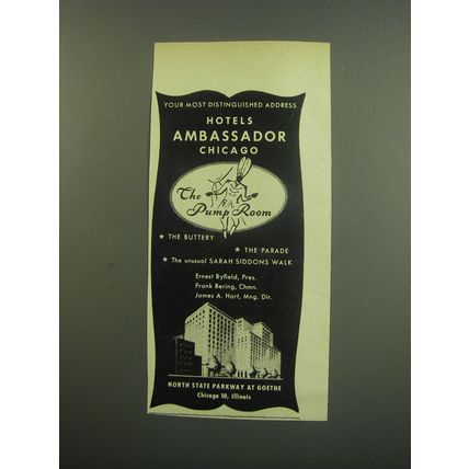 1949 Hotels Ambassador Chicago Ad - The Pump Room