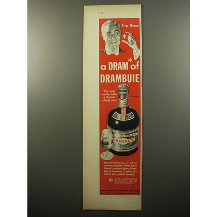 1950 Drambuie Cordial Ad - After dinner a Dram of Drambuie