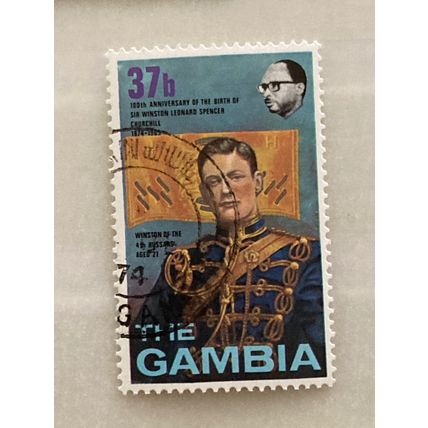 Gambia 1974 QEII Winston Churchill Birth 37b 4th Hussars Used SG 321 stamp