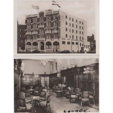 Rotterdam Central Hotel + Lounge Interior Real Photo Postcard s