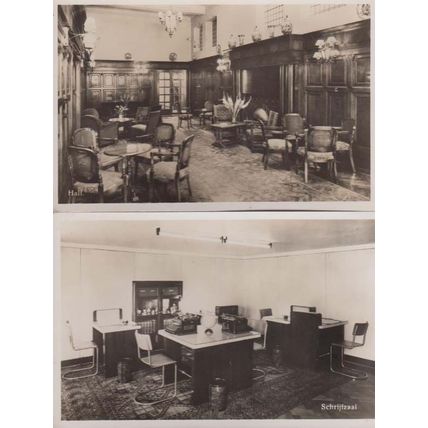 Rotterdam Central Hotel Interior 2x Vintage Real Photo Holland Postcard