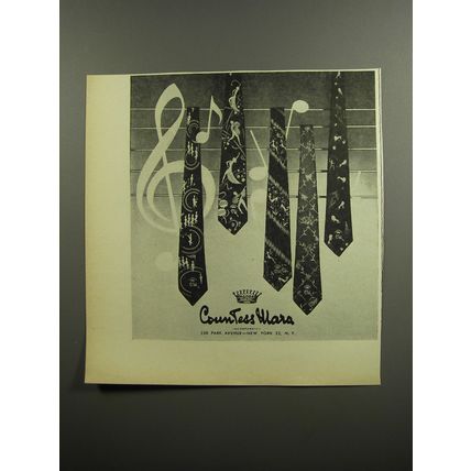 1952 Countess Mara Ties Ad - Featuring Five Different Styles