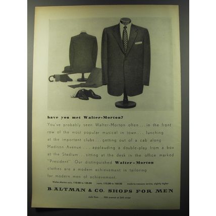 1953 B. Altman Walter-Morton Suits Ad - Have you met Walter-Morton?
