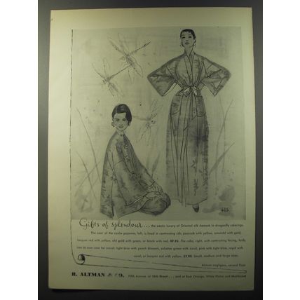 1953 B. Altman Pajamas and Robe Advertisement - Gifts of Splendour