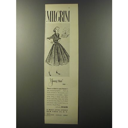 1953 Milgrim Dress Ad - There's a check in your future