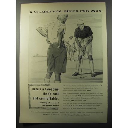 1953 B. Altman Shorts and Shirts Ad - Here's a twosome that's cool
