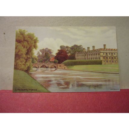 CLARE COLLEGE, CAMBRIDGE unused vintage postcard artist, A R Quinton. =